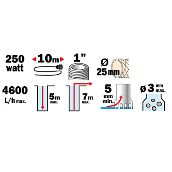 Pompe à Eau Pompe Vide Cave Immergée Automatique Eaux Claire - Ribimex - 250W - Débit Max 4600 L/h 4 Pompe à Eau Pompe Vide Cave Immergée Automatique Eaux Claire - Ribimex - 250W - Débit Max 4600 L/h – Image 2