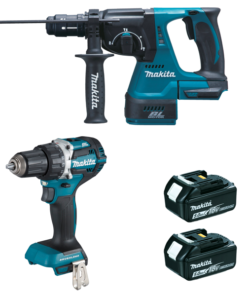 Visseuse Sans Fil Perceuse DDF484 Et Perforateur DHR243 2 X 5 Ah LI-ion Makita DLX2191TJ